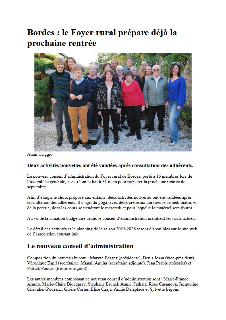 Le Foyer prépare la rentrée